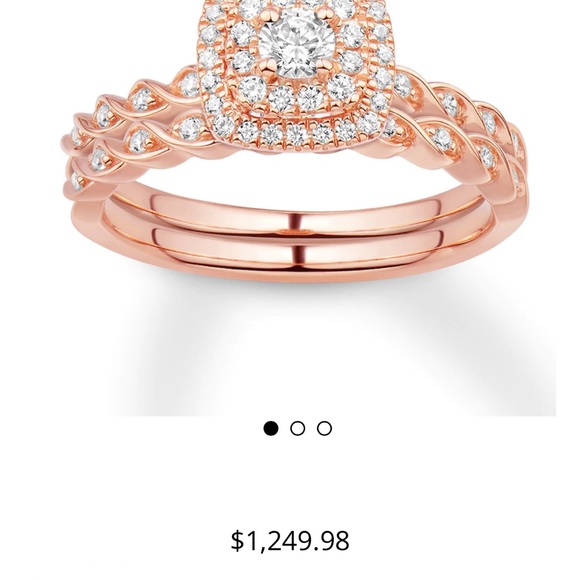 1/8 24k rose gold diamond engagement ring set - Picture 3 of 3